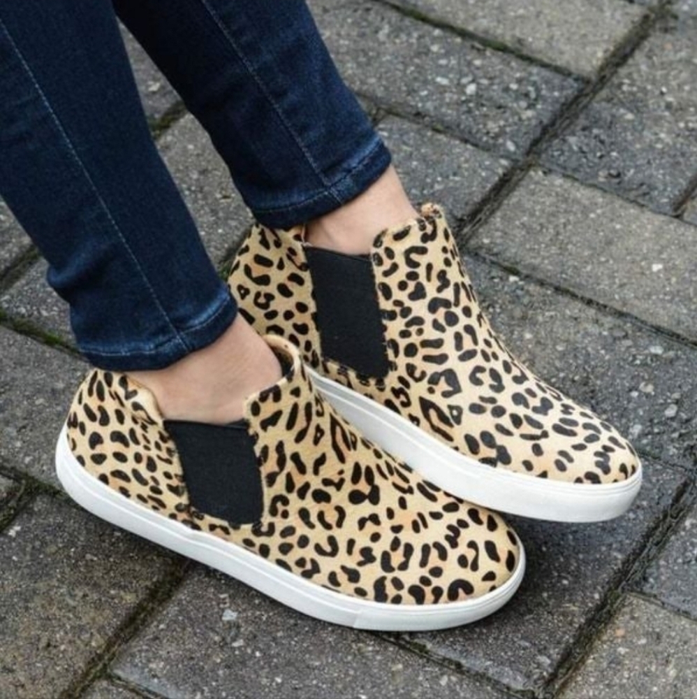 Coconuts By Matisse Harlan Leopard Animal Print High Top Real Fur Sneakers 8.5 - Picture 7 of 13